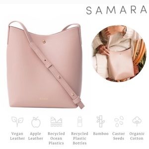 SAMARA Pink Peony Vegan Leather Medium Shoulder Crossbody Bag Purse
